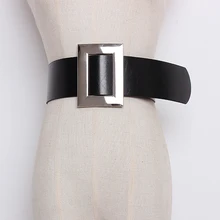 Новые модные женские повседневные серебристые кожаные ремни с широкой пряжкой для женщин, женский ремень, женские ремни из искусственной кожи, аксессуары