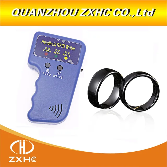$14.96 Handheld 125KHz EM4100 RFID Copier Writer Duplicator Programmer Reader +ID125Khz RFID Black Ceramics Smart Finger Ring Wear