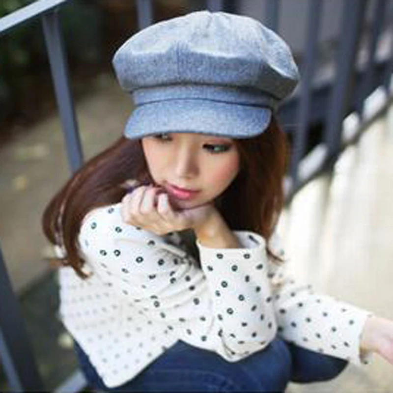 

Fashion Beret Femme Solid Visor Military Hat Autumn And Winter Vintage Patchwork Beret Cap For Women Flat Cap Hat Bonnet Homme