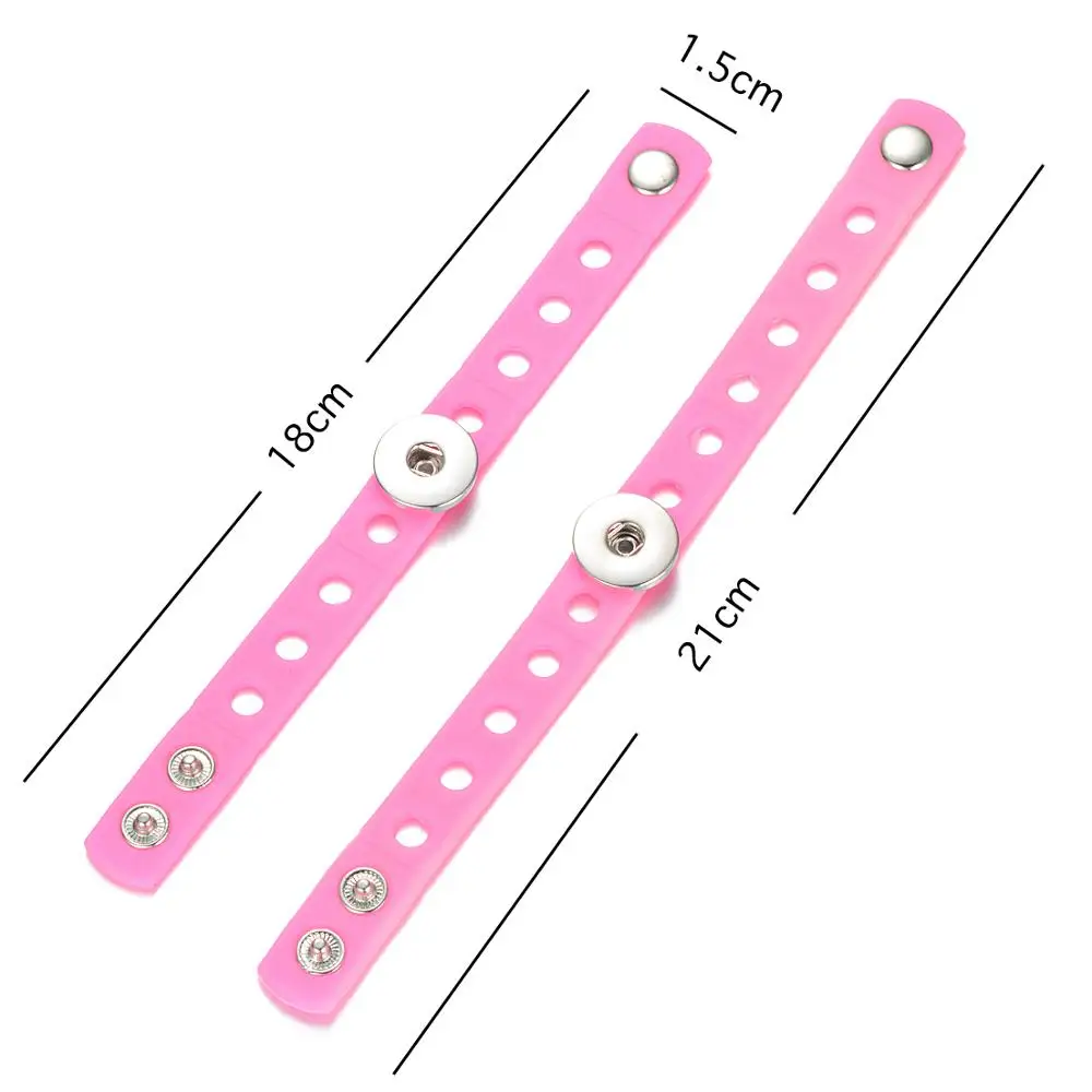 10pcs/lot Candy Rainbow Color Silicone Bangles Fit 18mm Snap Charms Button Ginger Snap Jewelry Bracelets for Women Kids Gifts bracelet jewelry