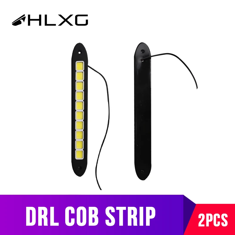 Hlxg 2 шт. 12В COB LED DRL для вождения дневные ходовые огни полоса водонепроницаемый