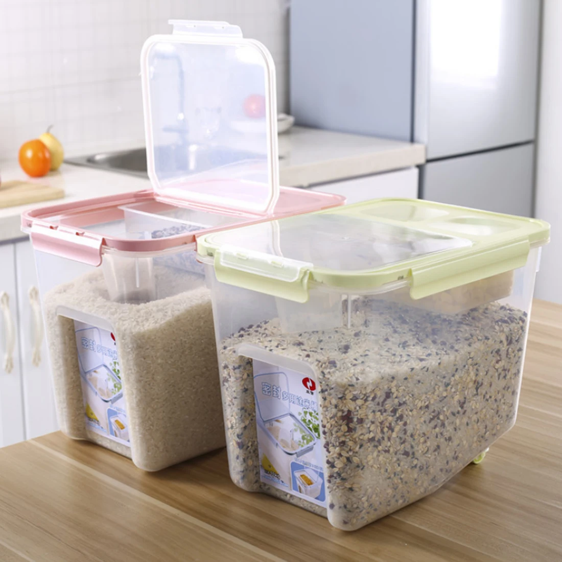 HIPSTEEN 10Kg Plastic Grain Rice Sealed Box Cereals Beans Storage