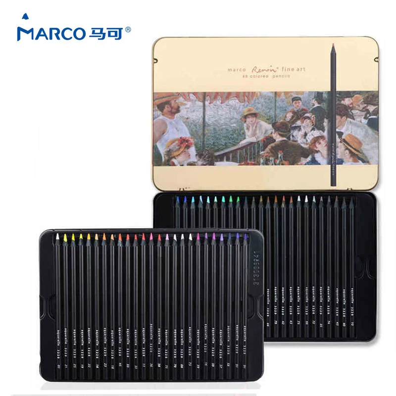 

Marco Raffine Oil Color Fine Art Professional Oily Color Pencils 48 Colors Lapis De Cor Colored Pencil For Art Supplies Tin Box