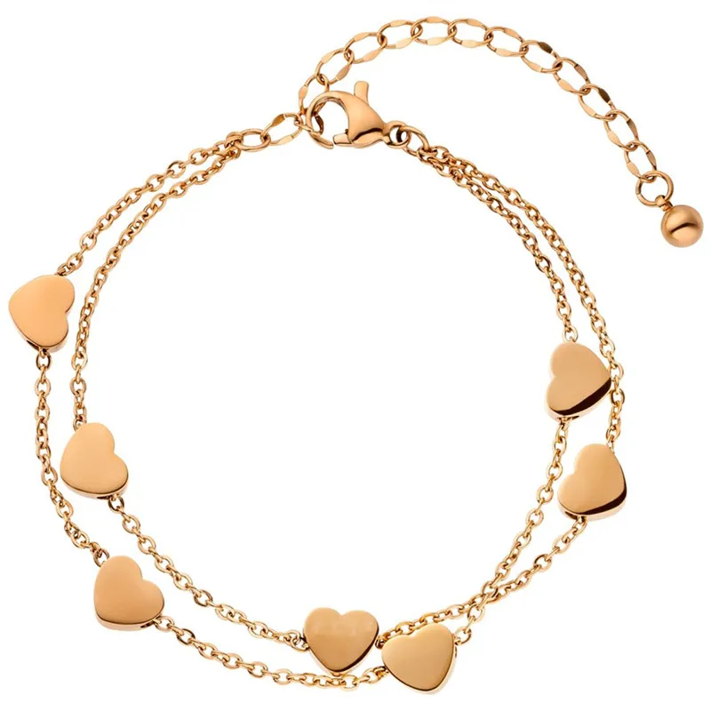 Mavis Hare розовое золото 7 сердце любовь, браслет-цепочка с кристаллами манжета и шаровая манжета браслет из нержавеющей стали