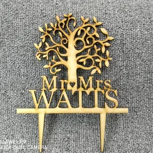 Персонализированные фамилия дерево акрил торт Топпер, деревенский свадебный торт Топпер, дерево торт Топпер, изготовленный на заказ Топпер для торта свадебные украшения