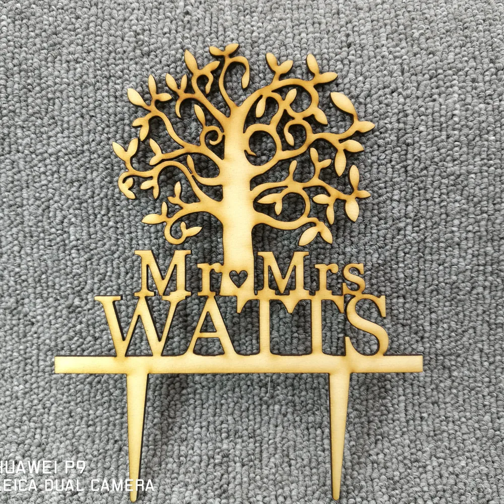 

Personalized Surname Wood Acrylic Cake Topper, Rustic Wedding Cake Topper,Tree Cake Topper,Custom Cake Topper wedding decoration