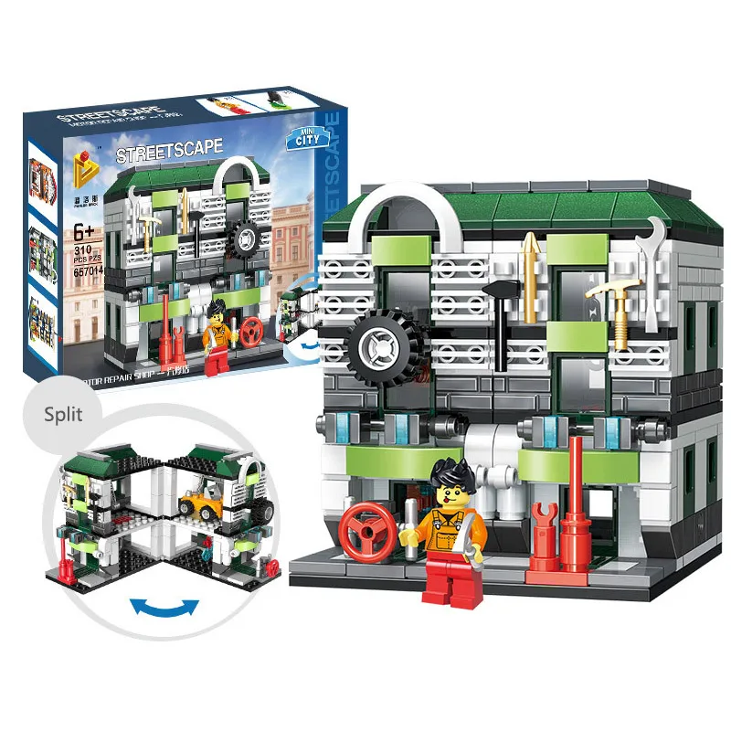 

300+pcs Building Blocks 6 styles DIY Mini Street View Creative Toy Train Station Assembly