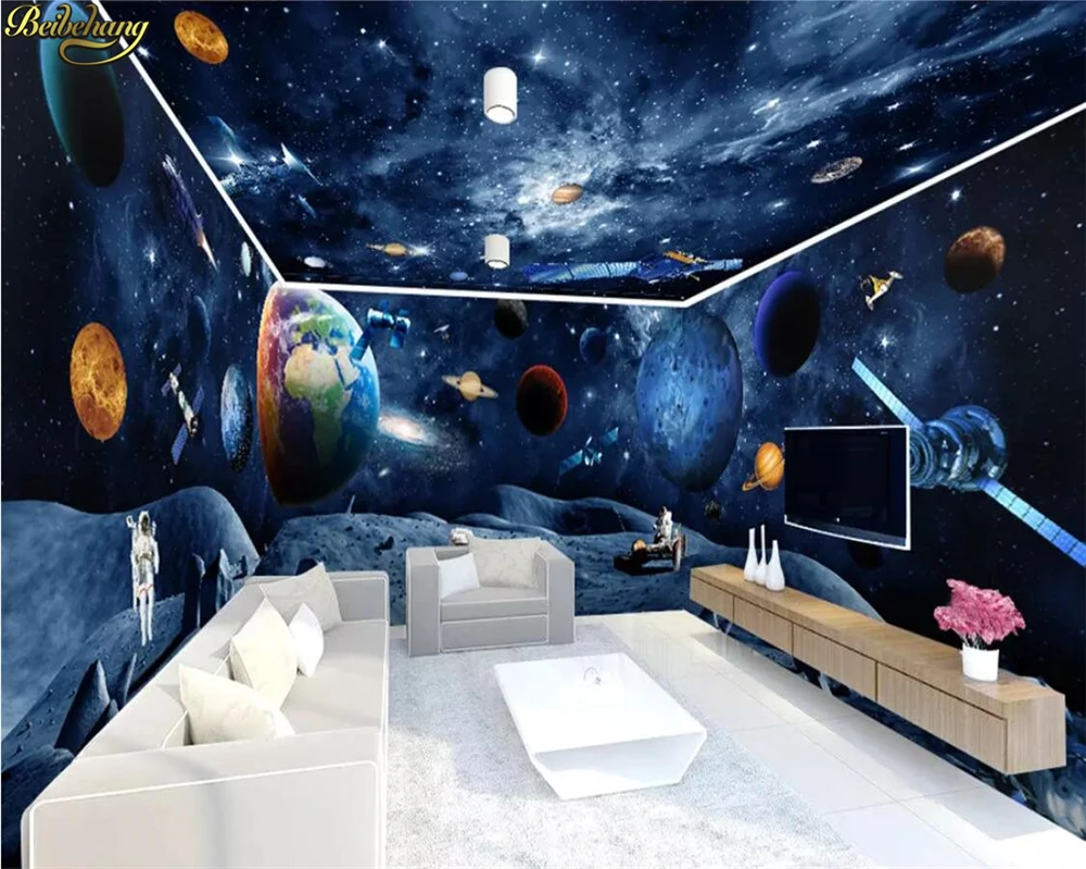 Blue Planet Space Galaxy Universe 3D Full Wall Mural Photo Wallpaper Home Decor