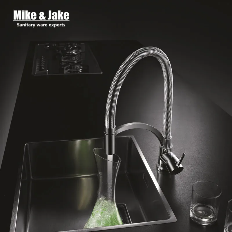 Chrome Finish Kitchen Sink Faucet Deck Mount Pull Out Dual Sprayer Nozzle Hot Cold Mixer Water Taps swivel spout deck mount kitchen spring mixer faucet single handle dual sprayer nozzle water taps chrome finish