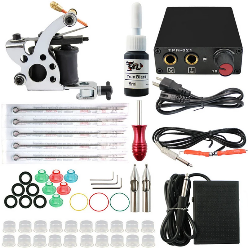 Professional 1 Set Complete Equipment 1 Tattoo Machine Gun 1Color Inks font b Power b font