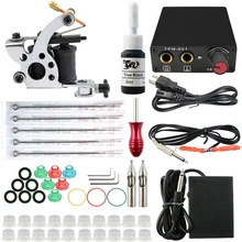 Professional 1 Set Complete Equipment 1 Tattoo Machine Gun 1Color Inks Power Supply Cord Kit Body Beauty DIY Tools Complete