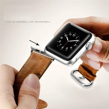 

1 PC 38mm/42mm Optional Mocha Brown Luxury Leather Band Flexible Strap Bracelet Watchband For Apple Watch