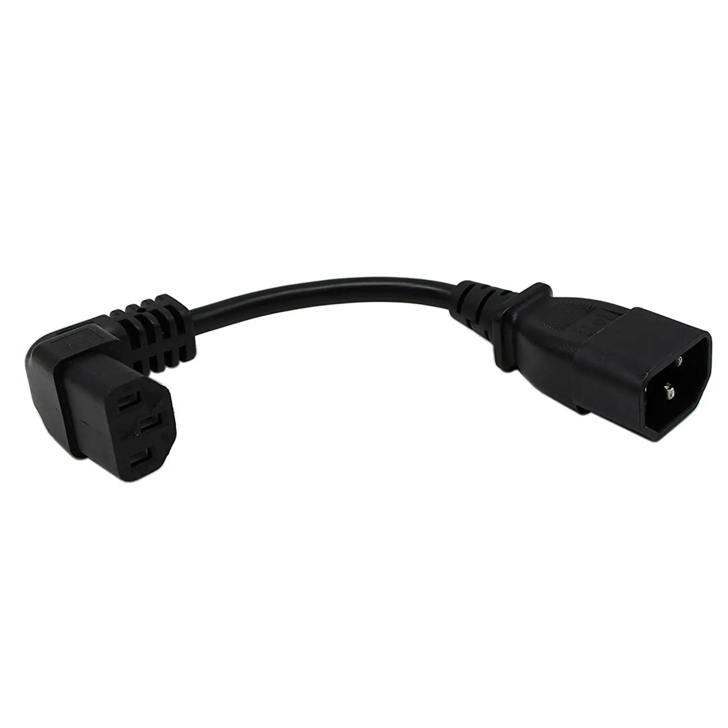 

18cm IEC 320 90 Degree C13 3 Pin Female to C14 3 Pin Male PDU Power Supply Extension Cord for Computer LED HDTV Monitor and Scan