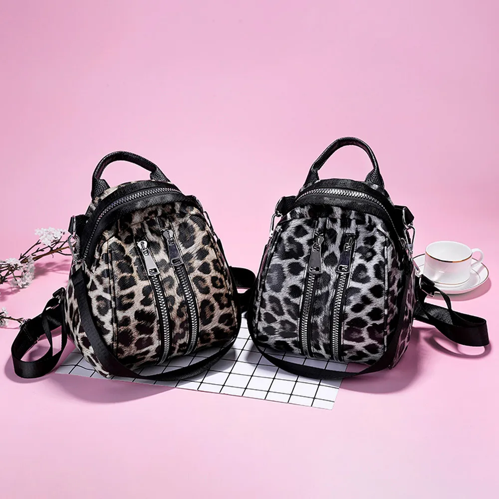 Женский кожаный рюкзак с леопардовым принтом для девочек, школьный рюкзак, дорожная сумка на плечо, женский рюкзак, Mochila Feminina F1158