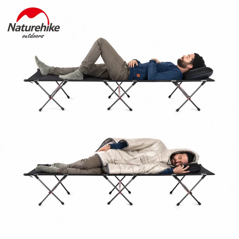 

Naturehike 2019 Hike Bed Camping Cot Outdoor Portable Foldable Ultra-light Aluminium Alloy Camp Cot Table Bearing Weight 200KG