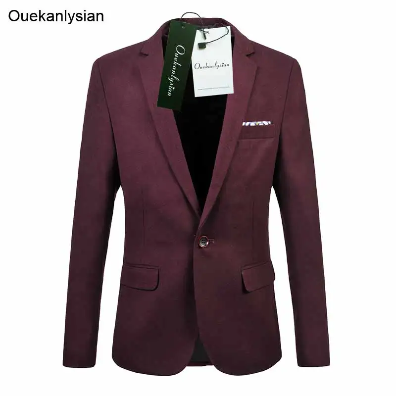Ouekanlysian Spring Wine Red Blazer Fitted Long Sleeve Casual Blasers