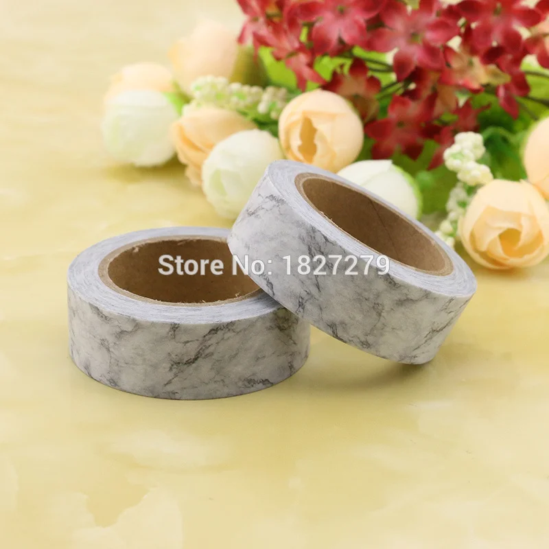 

1X DIY Japanese Paper Marble Washi Tape White Paper Masking Tapes Decorative Stationery Tape 1.5cm*10m