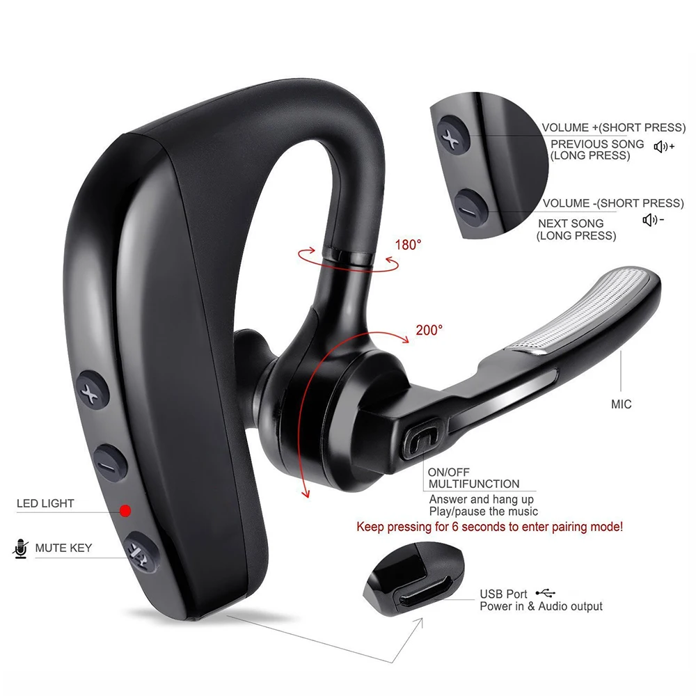 

wireless earphone Bluetooth headphone noise canceling headphone for gaming and business headset with hands free 3D stereo