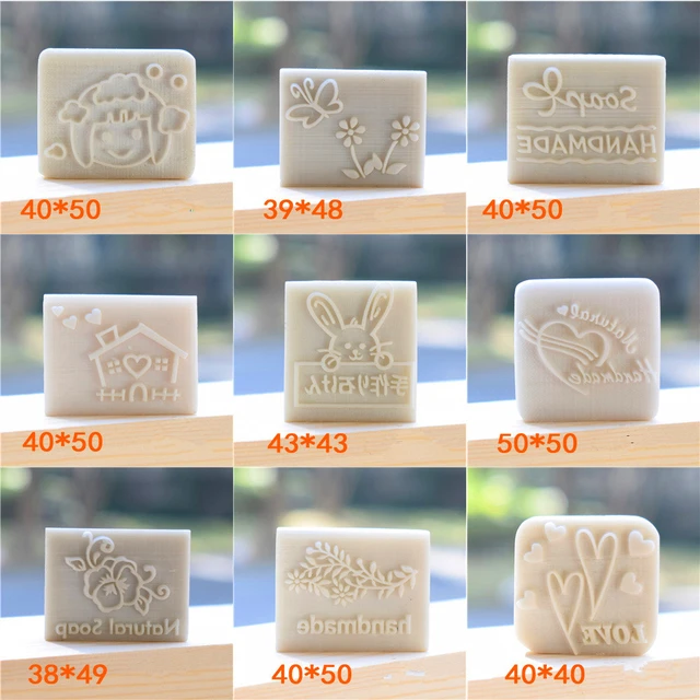 1Pcs Lucky Tree and Flower Pattern Mini Diy Soap Stamp Diy Handmade Soap  Stamps White Resin