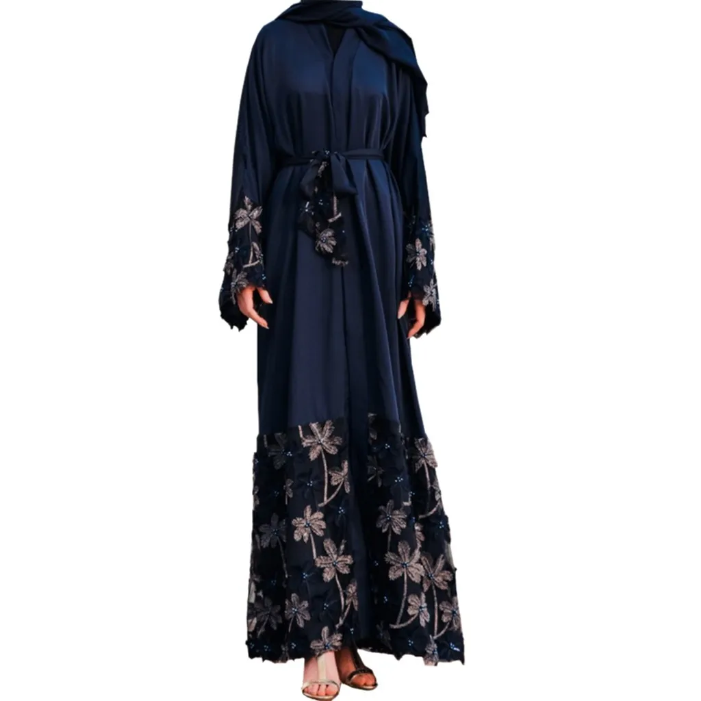 Женское платье 2019 Abaya Дубай Женский кафтан облегающий кружевной длинный хиджаб