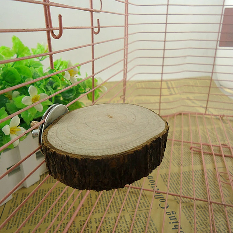 

Round Wooden Coin Parrot Bird Cage Perches Stand Platform Pet Budgie Hanging Toy