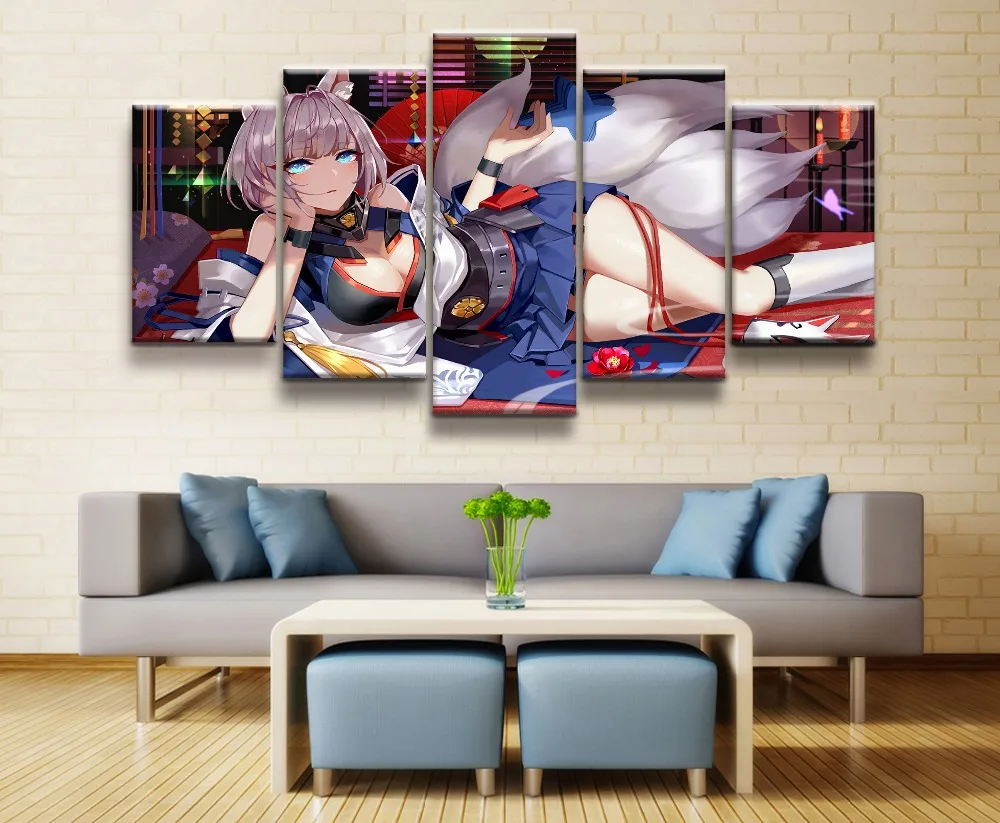 

5 Piece Canvas Wall Art Painting For Azur Lane Akagi Game HD Print Canvas For Living Modern Room Decor Artwork Modern Decorative