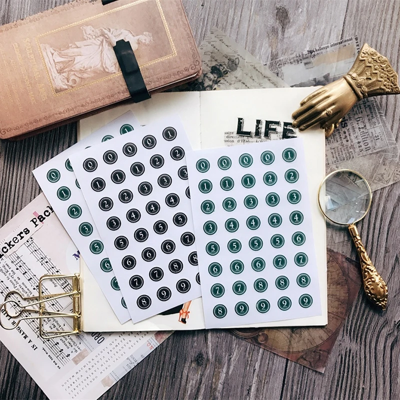 

3Pcs/Lot Round Numbers Stickers Junk Journal Diary Planner Stickers Scrapbooking Vintage Decorative DIY Craft Photo Albums
