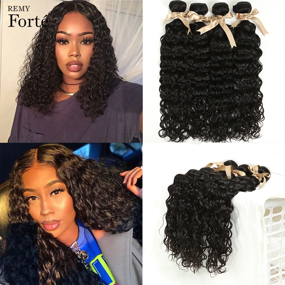 Remy Forte 30 Inch Water Wave Brazilian Hair Weave Bundles Deal Human