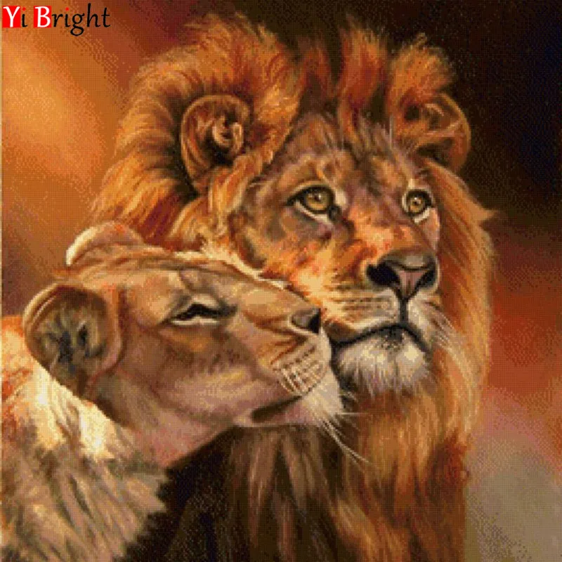 

5D DIY Full Square Diamond Painting Cross Stitch lion 3D Diamond Embroidery Rhinestone Mosaic Home Decoration gift XY1
