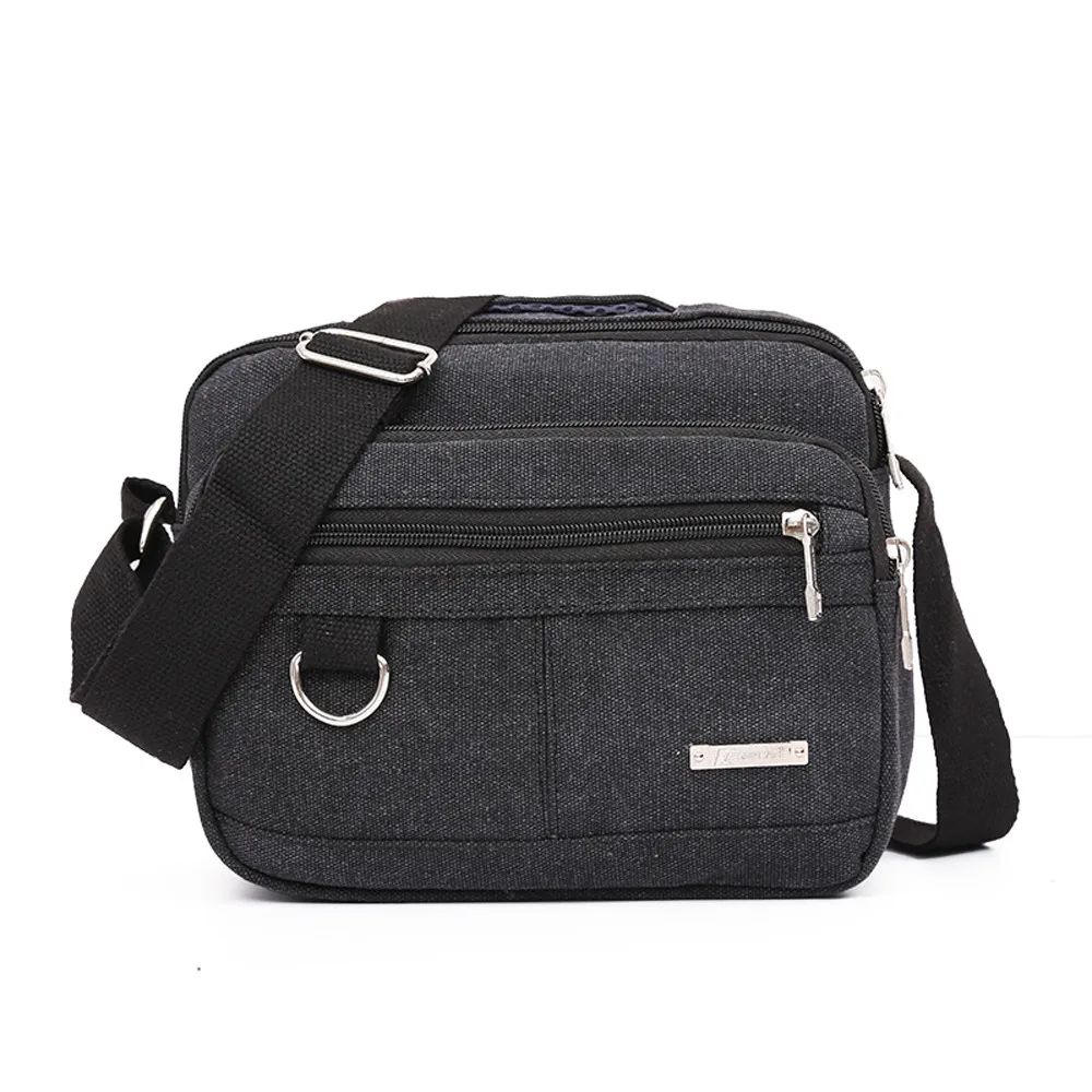 Мужская Холщовая Сумка, повседневная дорожная мужская сумка через плечо, мужские сумки-мессенджеры - Цвет: Black