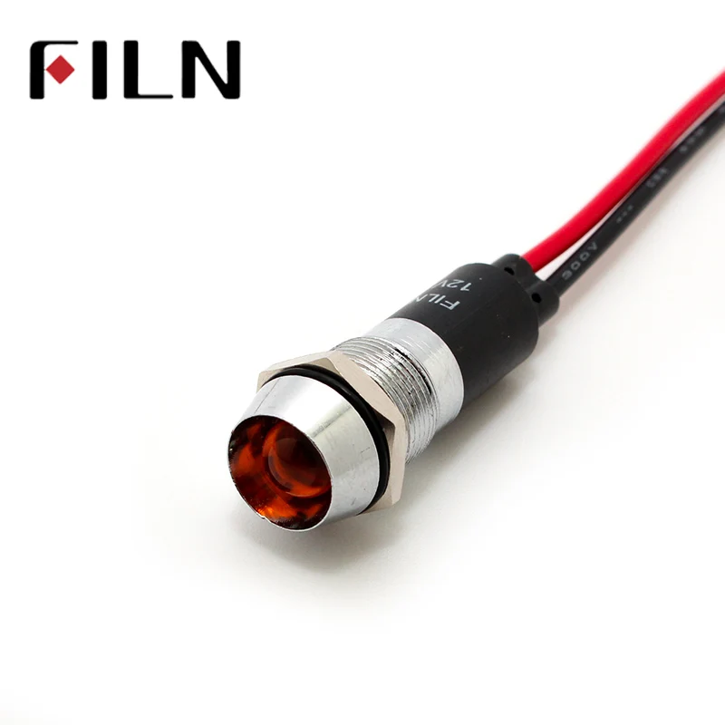 FILN FL1M-12CW-1 12 мм Металл красный зеленый желтый, синий, белый led 220 v Индикатор с 20 см кабель