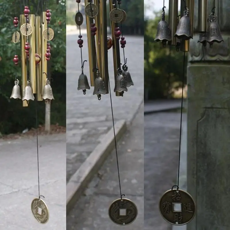 Классический античный колокольчик 4 трубки Windchime глубокий резонансный Часовня церковные колокольчики дверной подвесной год наружное украшение