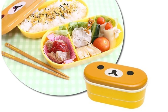 2 уровня новый милый Ланч бокс Bento с мультяшным рисунком высокая