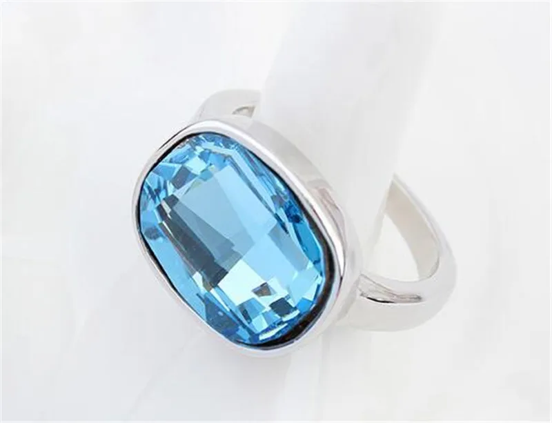SHDEDE модные ювелирные изделия большие синие кольца для женщин Свадебные обручальные хрустальные от Swarovski-14997