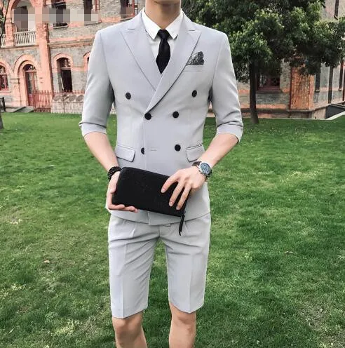 2018-Nouvelle-Arriv-e-D-t-Double-Breasted-Hommes-Costume-Avec-Pantalon-Court-Mari-Smokings-Costumes (3)