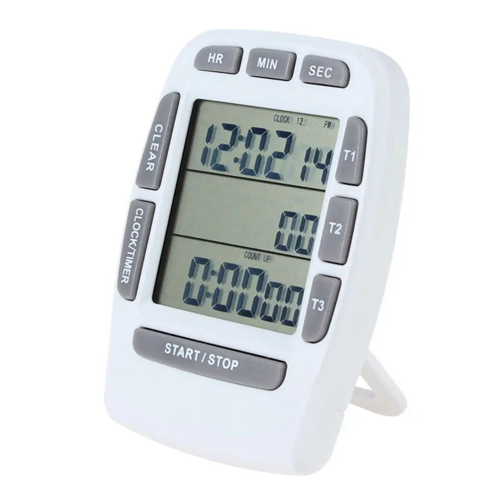 

Digital Kitchen Timer, Cooking Timer, Three-Channel Big Screen Cooking Timer, Lab Learning Game Support Magnetic White