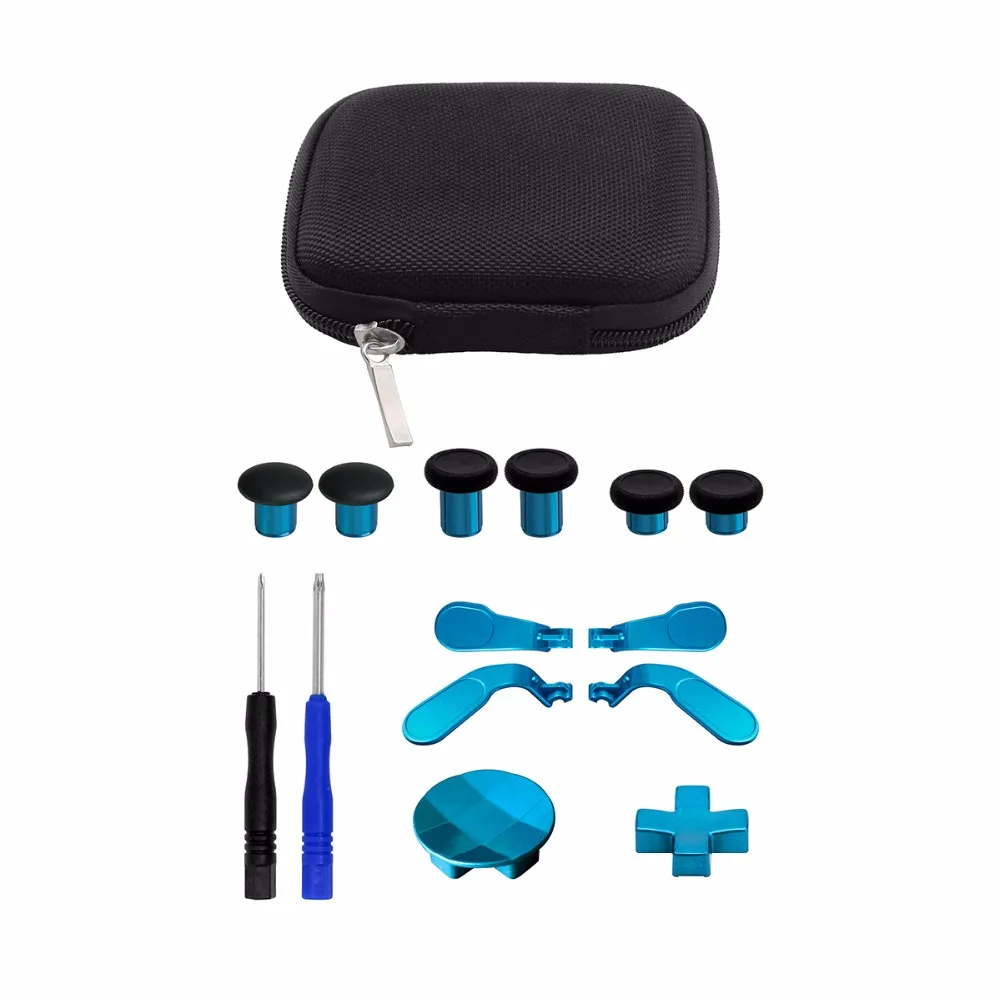 

12 in 1 Metal Mod 6 Swap Thumbsticks Joysticks, 4 Paddles & 2Dpads with Open Tool for Xbox One Elite Controller