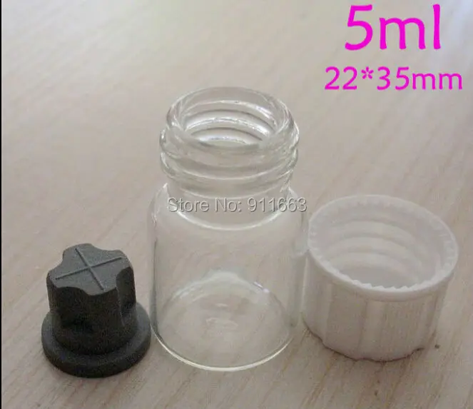 (50sets/lot) 5ml,18mm opening,clear glass vials +18mm screw plastic