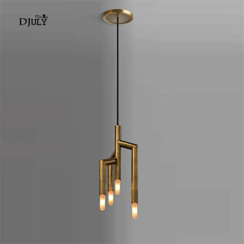 

postmodern gold Harpoon shape copper pendant lights for stairs living room luxury bedroom hanging lamp led lighting fixtures