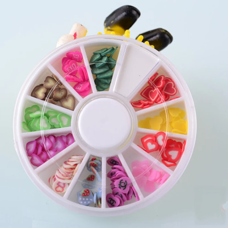 JEARLYU Newest 5box Polymer Clay Nail Art Decoration Rhinestone 3D Fimo