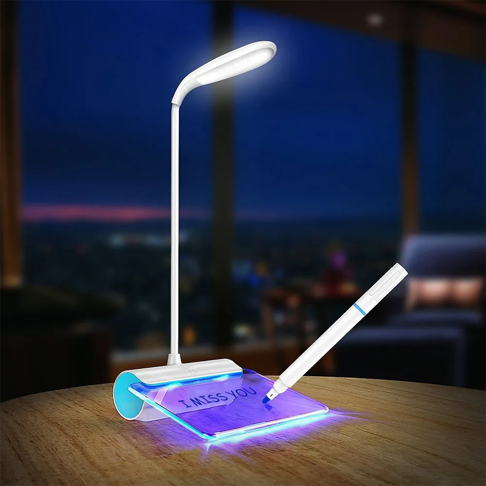 

Rechargeable Desk Lamp DC 5V USB LED Light With Message Board Touch Switch Table Luminaria De Mesa Gift For Kids Room Reading