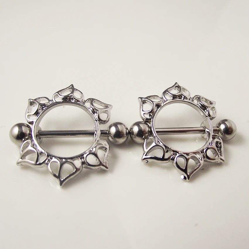 Nipple Rings Cute Red Rose Nipple Ring, Floral Decor Rose Nipple