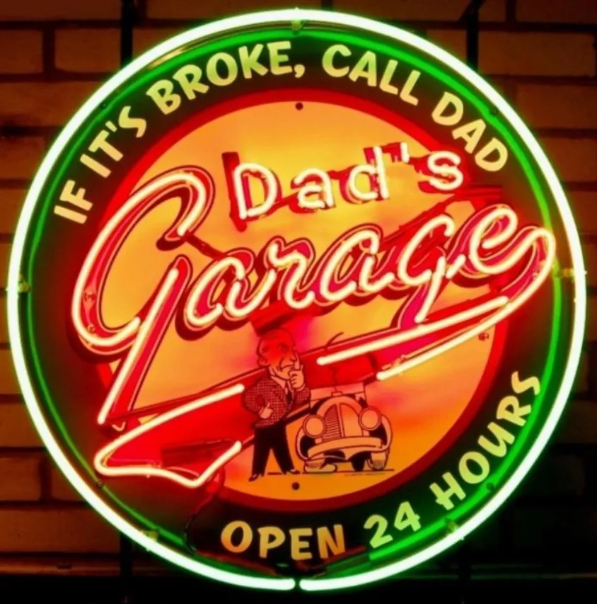 New Dad's Hot Rod Garage Bar Decor Artwork Neon Light Sign 20"x16"