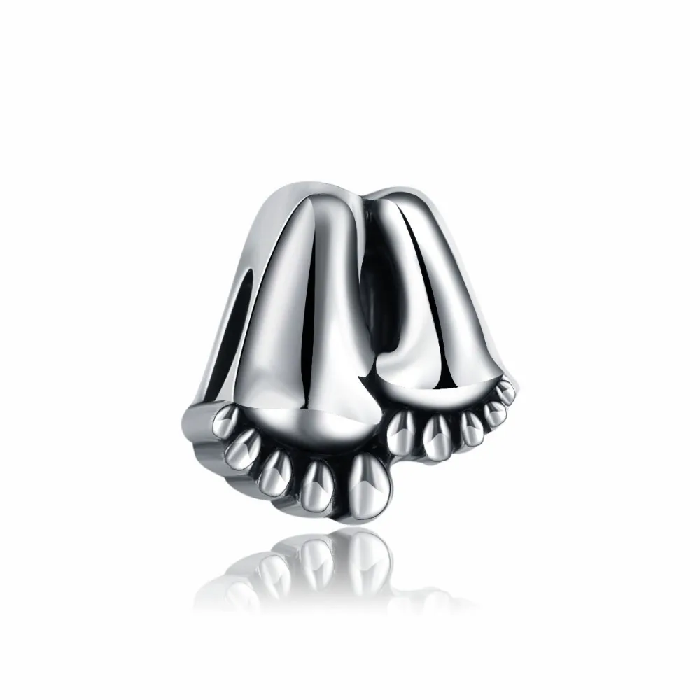 5PCS Rhodium Plated Zinc Alloy Cute Adult Baby Foot Feet Spacer Loose Beads Fit kids Handmake