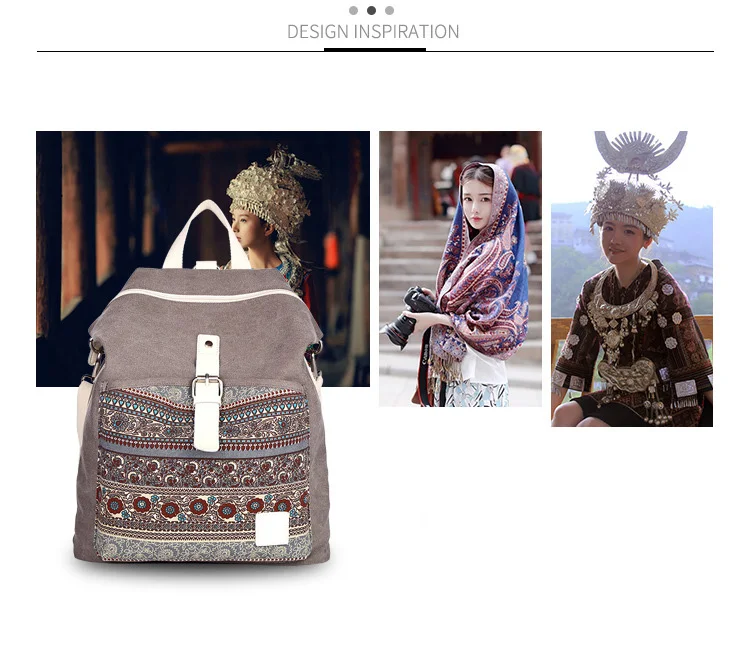 Bolsa de Ombro Zhierna Mochila Feminina Pacote Estilo Nacional Retro Escola Vento Menina Lona Flor Bolsa Prático 3 High Quality Bolsas e Malas