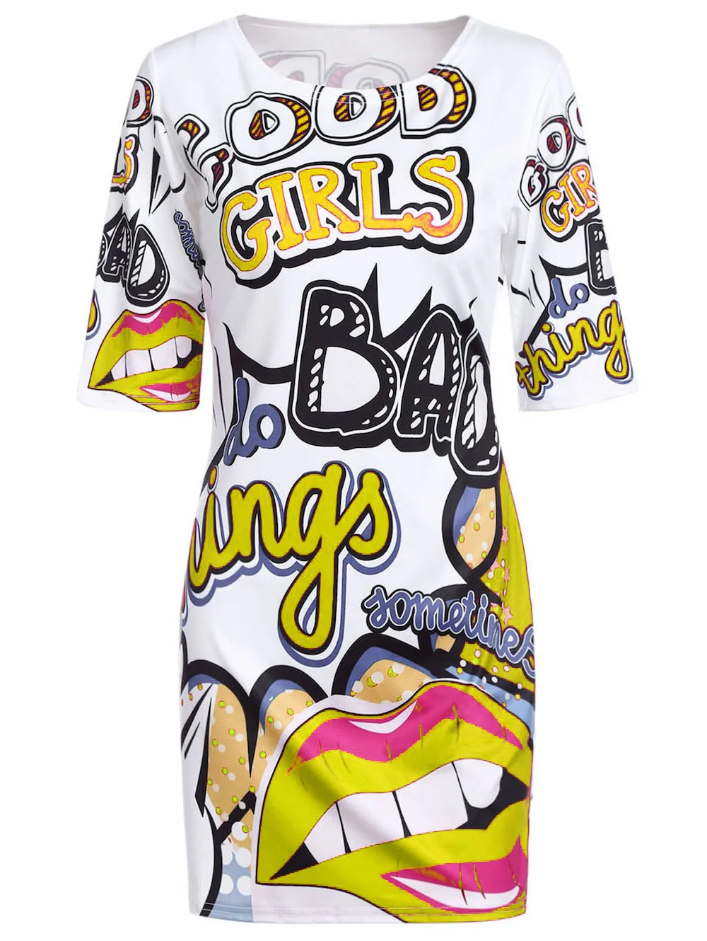 Женское летнее платье с забавным принтом, мини-платье в стиле хип-хоп с рисунком губ, Клубные вечерние платья большого размера, платье-футболка