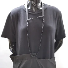 YD&YDBZ Long Leather Necklace Women Aluminum Chain Pendant Necklace Black Leather Choker Fashion Vintage Jewelry Hollow Harajuku vintage faux leather x shaped choker necklace