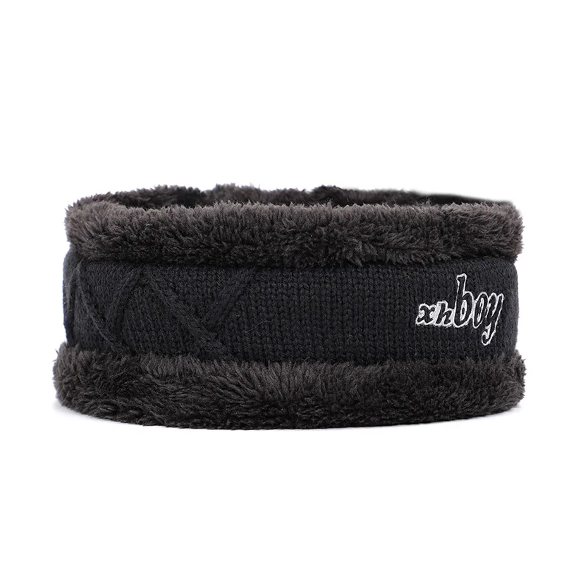Новые осенние и зимние мужские бархатные толстые вязаные шапки, уличные теплые и удобные красивые шапки с вышивкой xhboy - Цвет: Black C