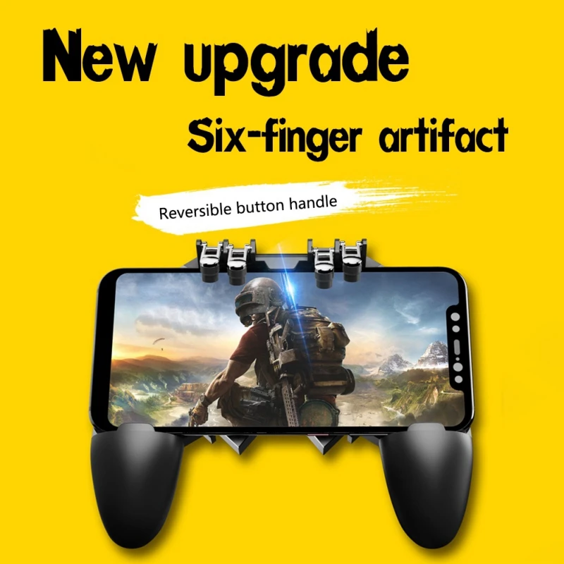  Upgrade Phone Game Controller Trigger 6 Fingers Operation Fire Button Phone Gamepad For PUBG