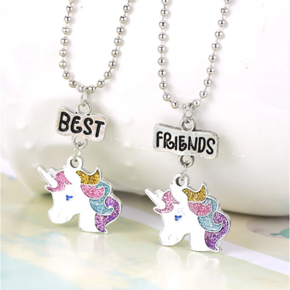 Unicornios Melhores Amigos Colares Chaveiros Bff Amizade Dos Desenhos Animados Animal Joias Presentes Para Criancas Meninas Colares C Pingente Aliexpress